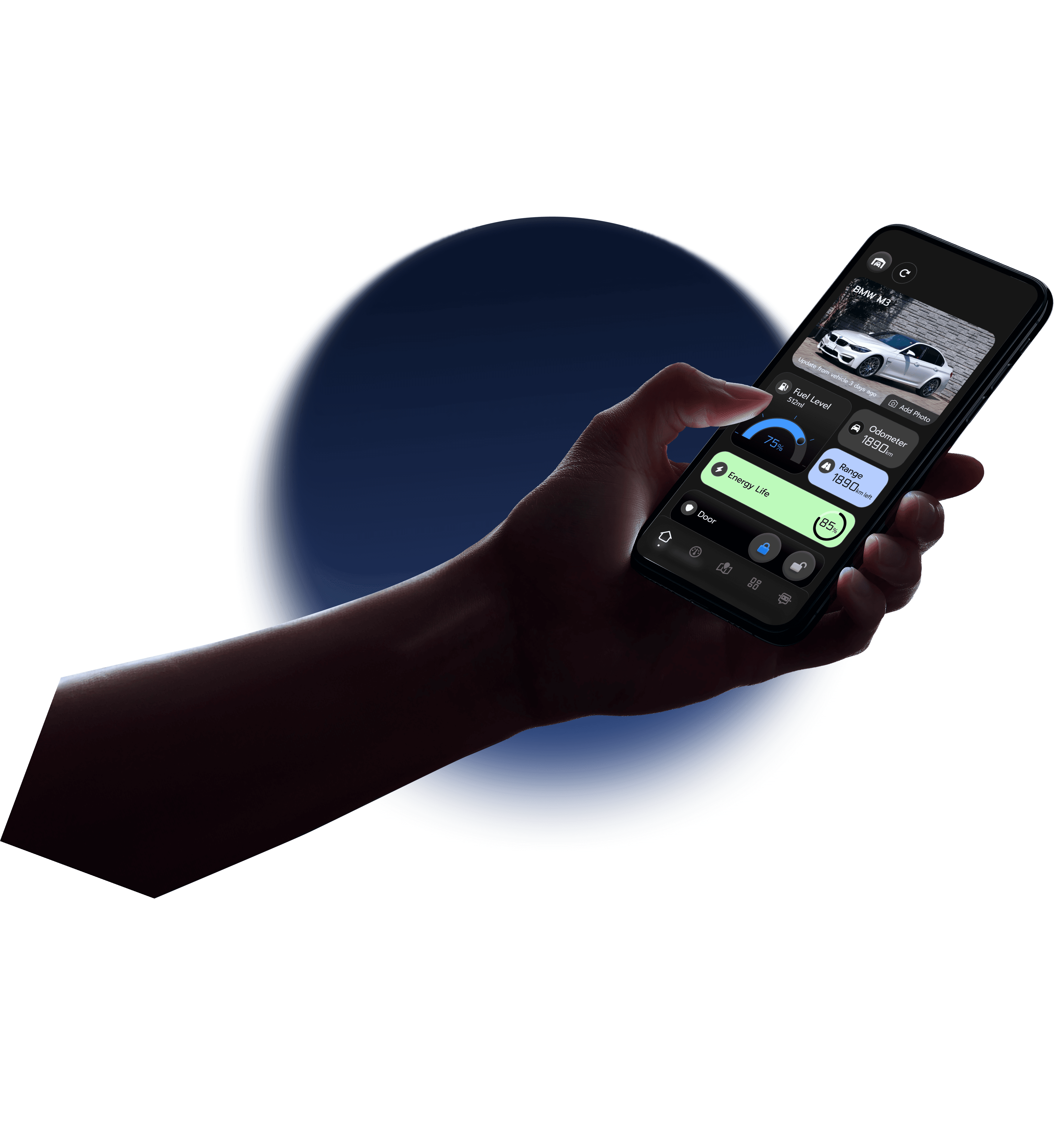 Hand holding Smartcar app